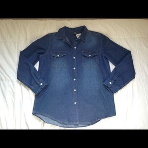 Dark Blue Jean Button Up Shirt
