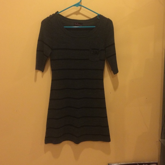 Black and grey striped sweater dress. Small.