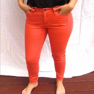 LOFT orange skinny jeans