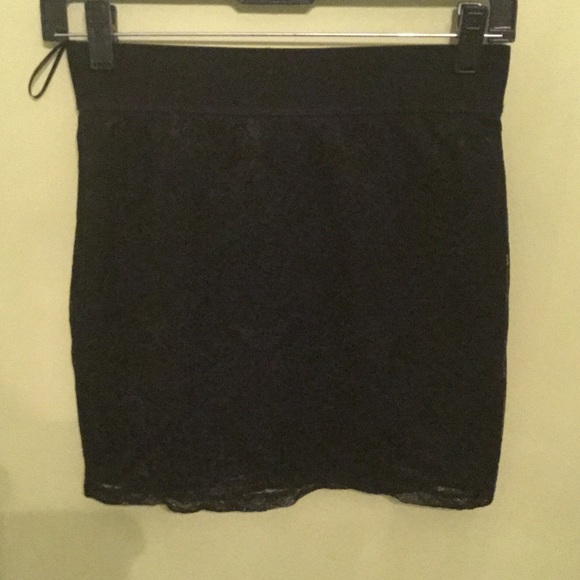 Black lace mini bodycon skirt