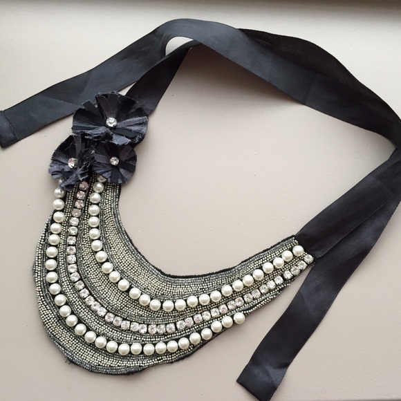 Stella & Dot Natasha Embroidered Bib Necklace