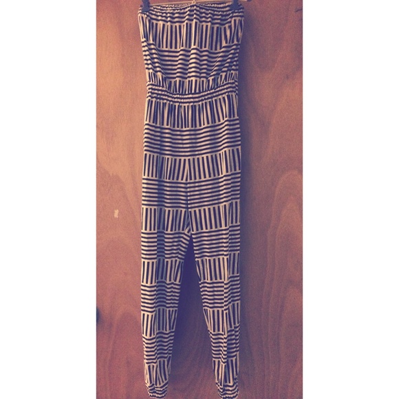 American Apparel Black & White Stripe Jumpsuit