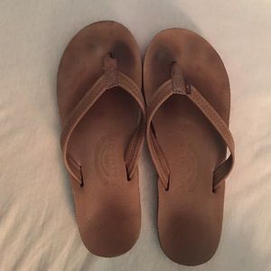 Tan Rainbow flip flops