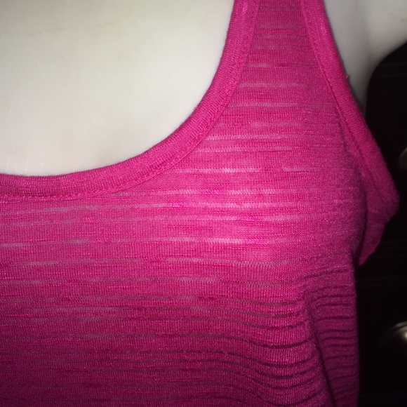 Express Racer Back Semi Sheer Pink Tank - Picture 2 of 3