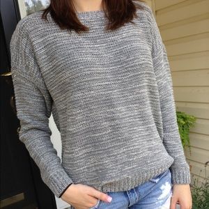 Gray and white blended knit sweater size M