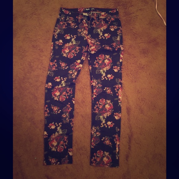 Floral Cigarette Mid Rise Jeans - Picture 1 of 2