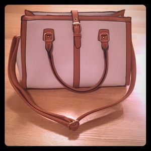 Justfab cream and brown faux leather bag