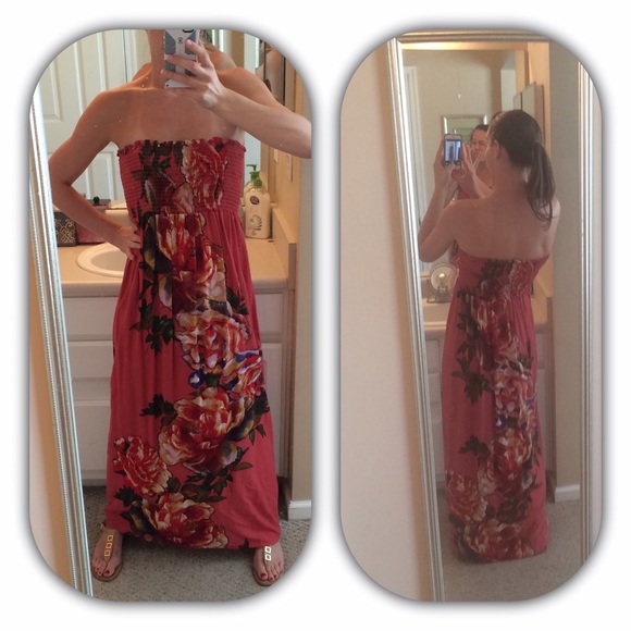 floral tube top maxi dress