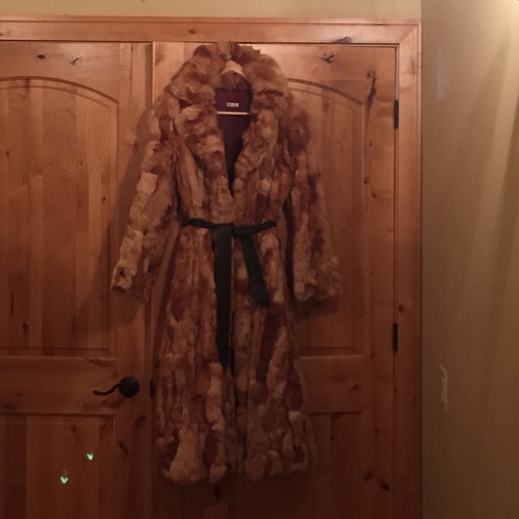 100% rabbit fur 3/4 length coat