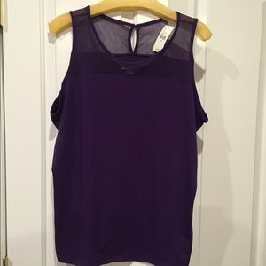 Purple sleeveless top w/ sheer shoulder. NWT