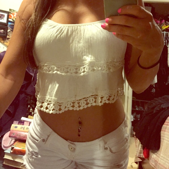 Off white halter crop top