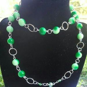 Long beaded neckpiece with matching earrings set