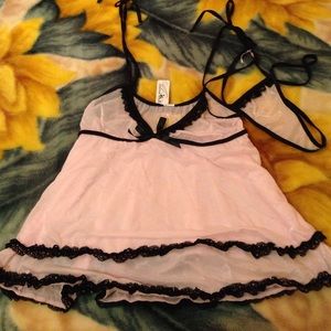 Lace Ruffle Layer Pink Black Lingerie Sleepwear VS