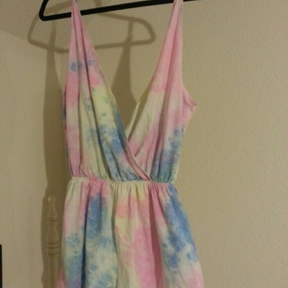 Tie dye pastel rainbow romper! NEVER been worn. - Picture 2 of 4