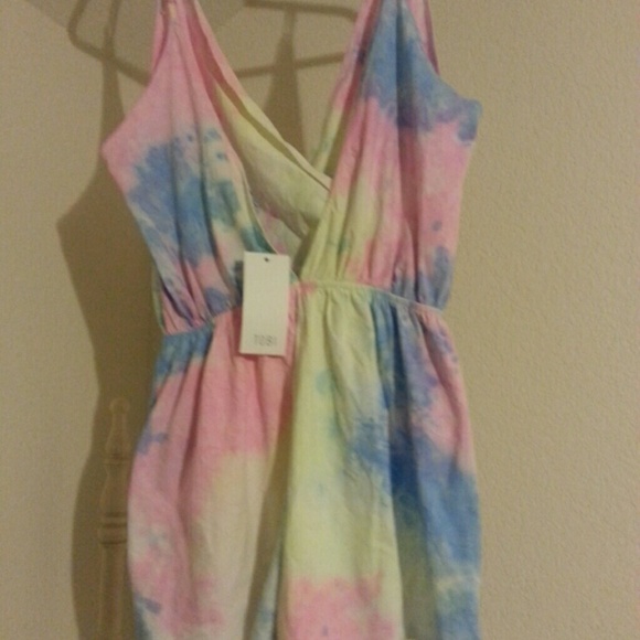 Tie dye pastel rainbow romper! NEVER been worn. - Picture 3 of 4