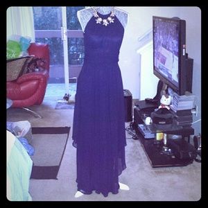 NAVY BLUE FORMAL FLOOR LENGTH EVENING GOWN
