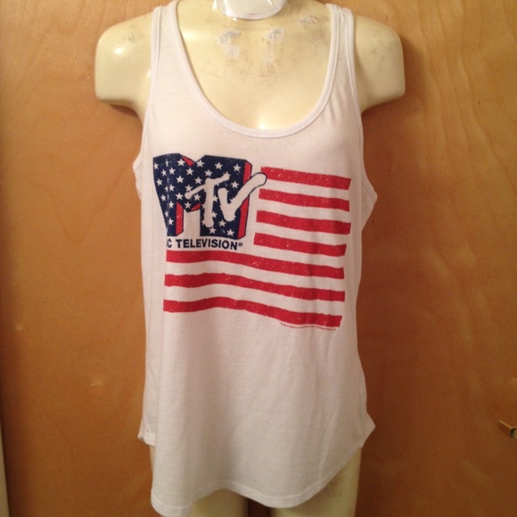 Old Navy Tops - MTV American flag vintage inspired tank top