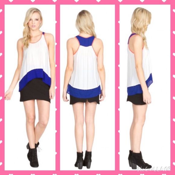 🎁Gifted🎁Sugarlips White Colorblock Racerback Top - Picture 2 of 4