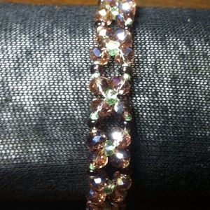 Purple flower crystal bracelet