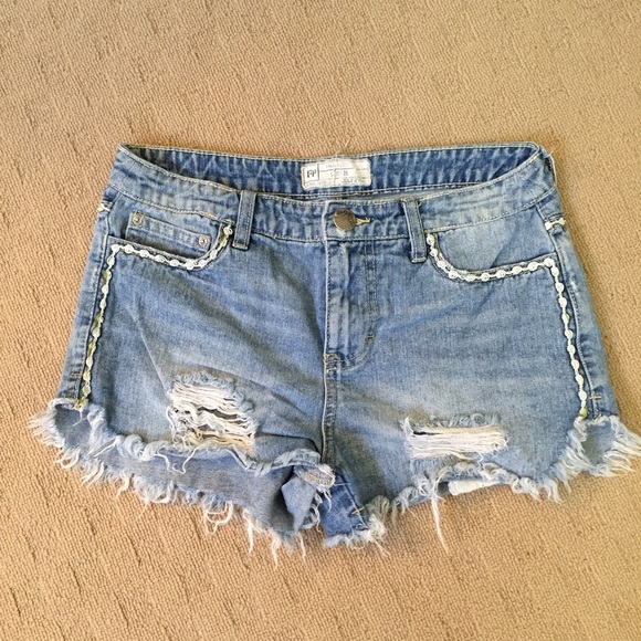 Free People Denim - Free People Floral Trim Shorts