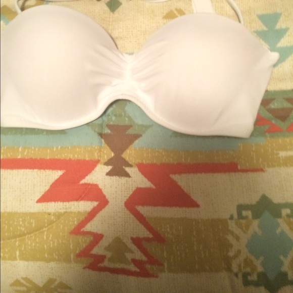 White push up bandeau swim top