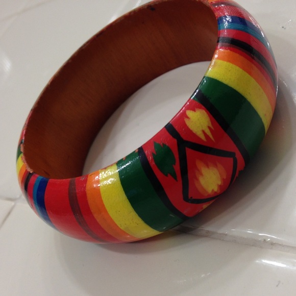 Wooden tribal print bracelet