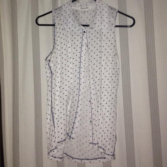 polka dot sleeveless button t shirt