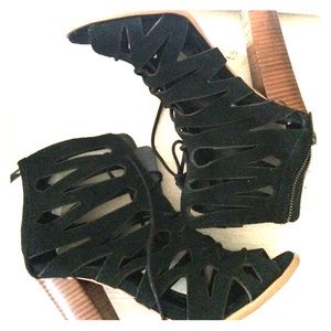 Lasercut lace up booties