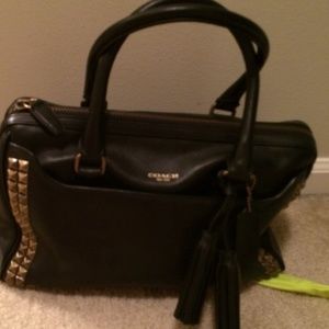 Black coach stud satchel