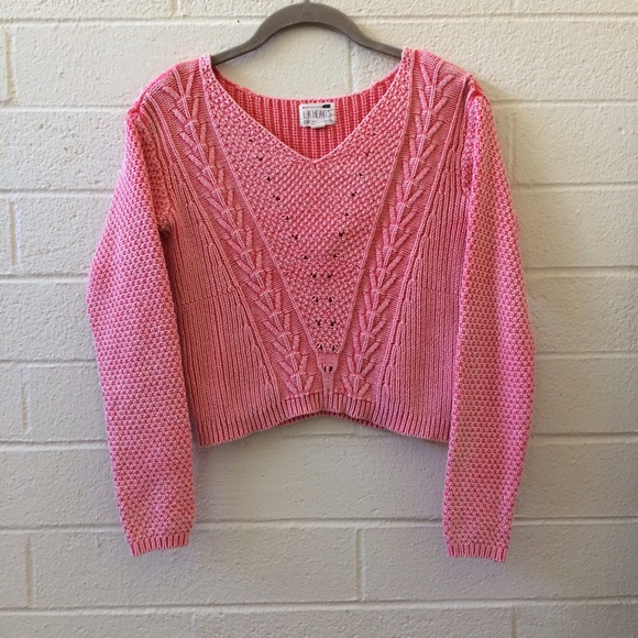 NWOT LA Heart Coral Cropped Sweater