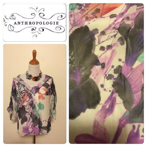 Anthropologie Leifsdottir Silk Floral Top - Picture 1 of 2