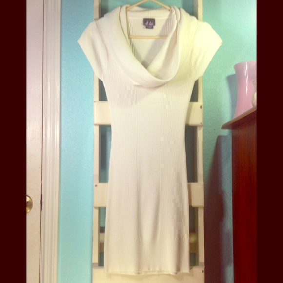 White Cowl Neck Dress - Picture 1 of 4