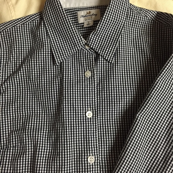 J crew black & white checkered button shirt small