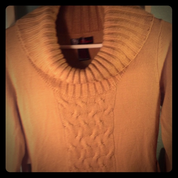 Tan Cowl Neck Sweater Dress