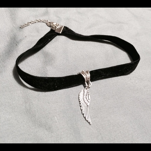Black Velvet Angel Wing Choker