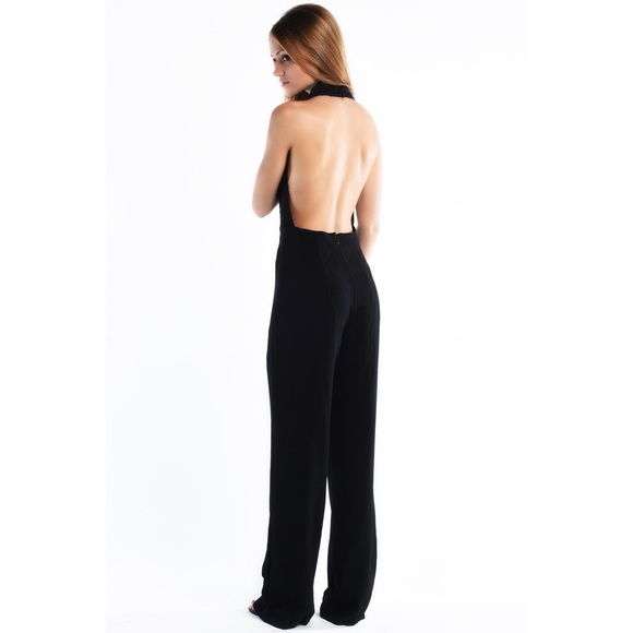 X "Past Life" Textured Low V Backless Jumpsuit - Picture 2 of 4