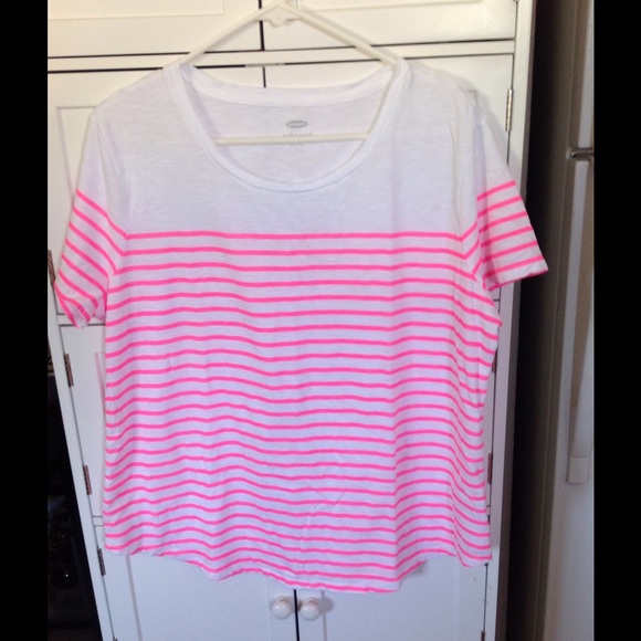 Florescent Pink and White Striped Top-NWOT$14.00
