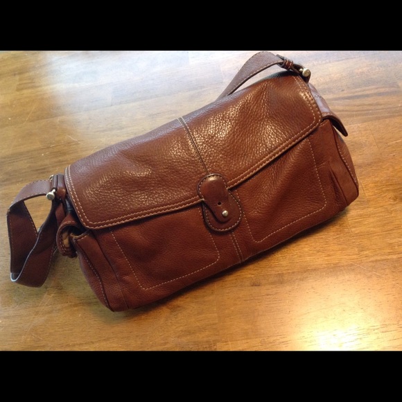 Brown Leather bag👜 with wide strap - Picture 1 of 4