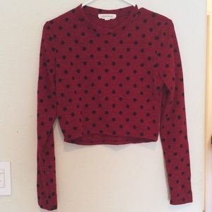 Painted Threads red/black polkadot crop NWOT