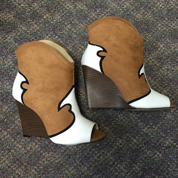 Beau + Ashe Shoes - "Cowgirl" Peep-Toe Wedges