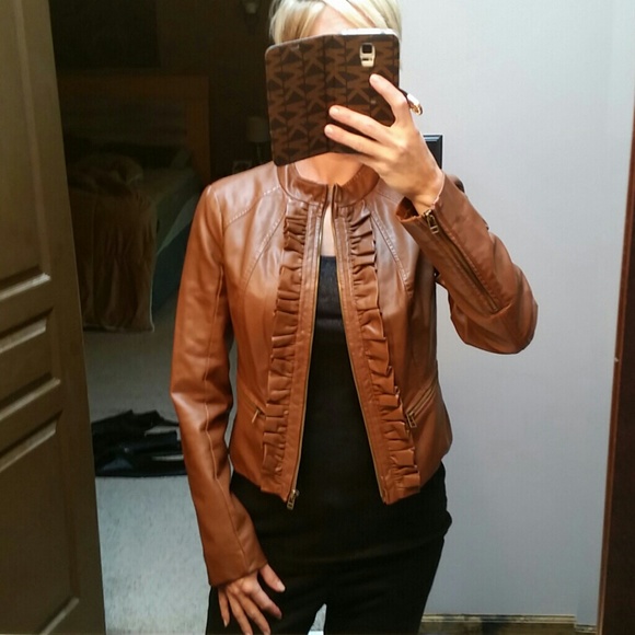 Cognac NY&C faux leather jacket