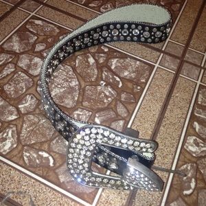 Black rhinestone shiny belt