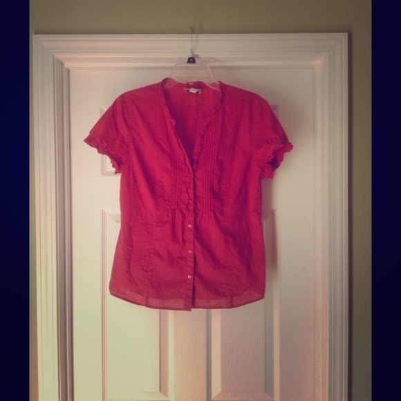 Ann Taylor LOFT Red/White Polka Dot Blouse - Picture 1 of 3