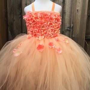 Custom made peach flower girl dress