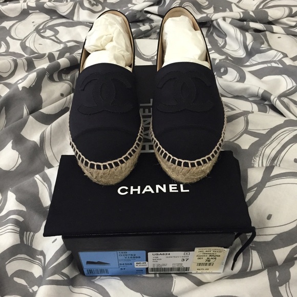 ⛔️SOLD on Tradesy⛔️ CHANEL Black Satin Espadrilles