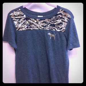 Grey sequin tee