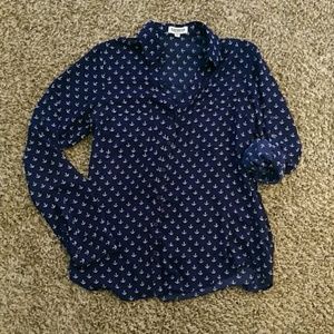 Blue Anchor Button Down