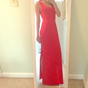 Red summer maxi dress