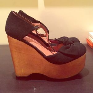 Jeffrey Campbell black suede platforms