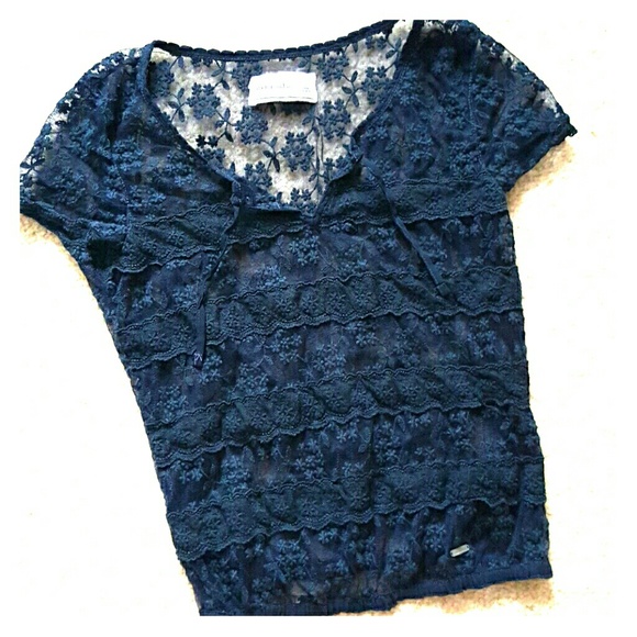 abercrombie kids Small Navy AllOver Lace Top